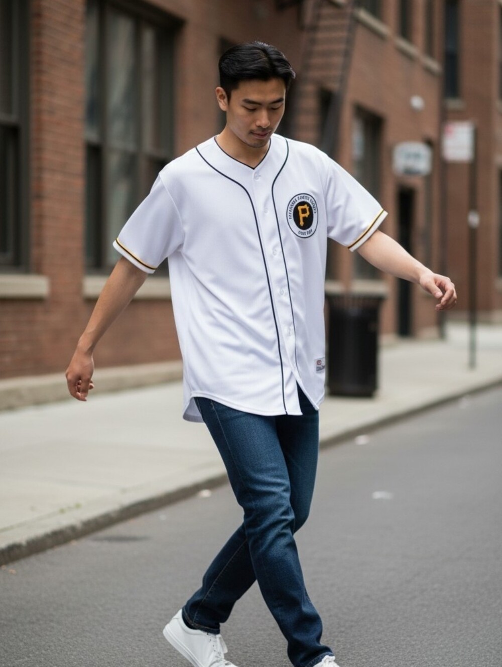 Pittsburgh Pirates Baseball Jersey True Fan White Black Gold Small 34-36 MLB